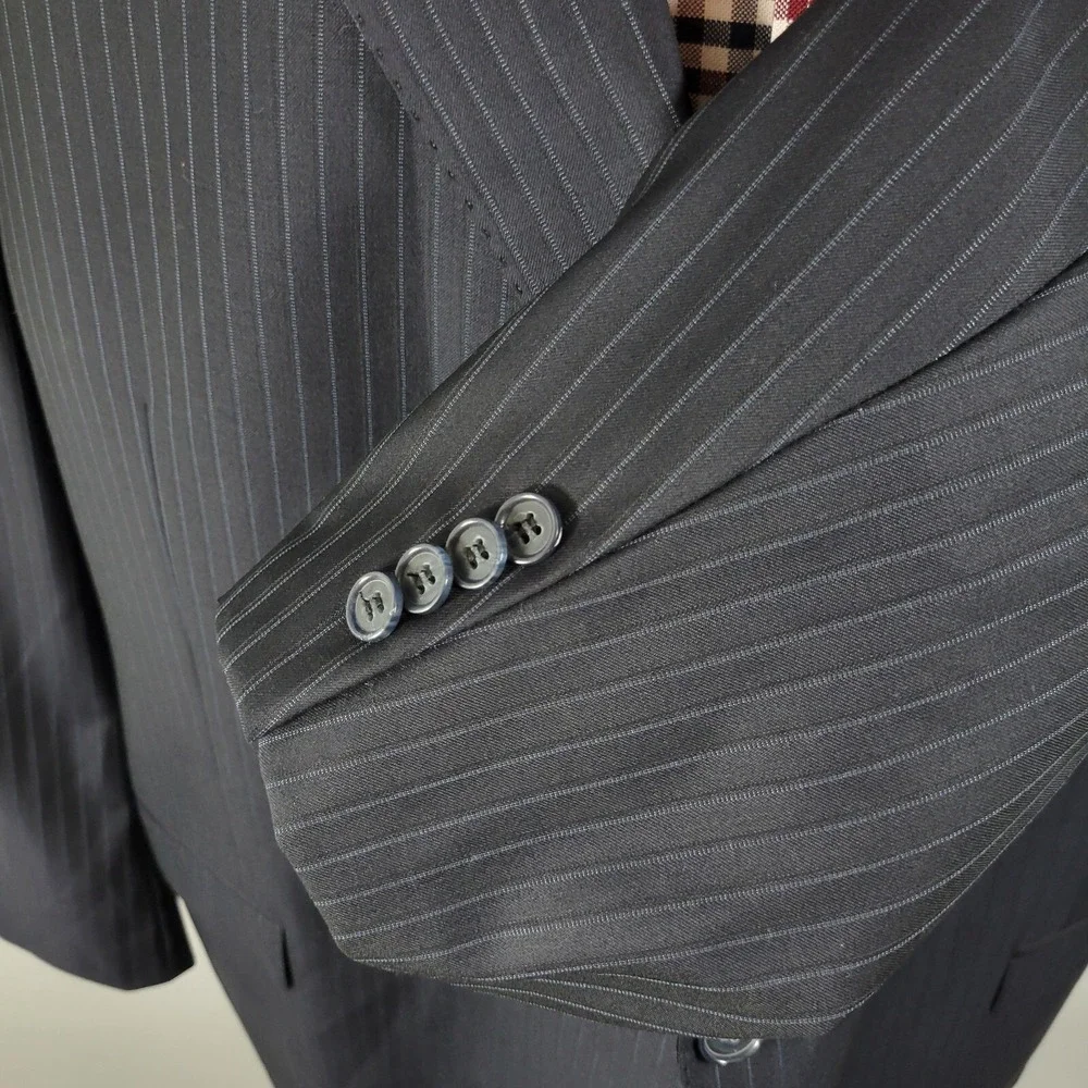 Daniel‎ Cremieux Men's Sport Coat Blazer Two Button Navy Striped Loro Piana 56L